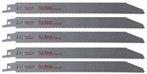 9 Inch Pro Metal - Thick Metal Cutting Reciprocating Saw Blades (18 TPI) Made of Long Lasting Bi-Metal (HSS teeth bonded to HCS body) - 5 pack