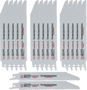 6-Inch Wood, Nail-Embedded Wood Cutting Demolition Saw Blades for Reciprocating/Sawzall Saws - 17 Pack