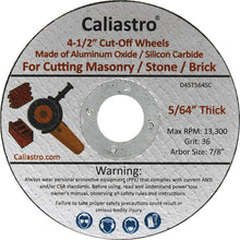 Load image into Gallery viewer, 10 Pack of 4.5 inch Cut Off Wheel Concrete Grinding Wheel for Cutting Masonry Stone Brick Block - Compatible With All 4 1/2 inch Angle Grinder – Grinding Discs 4 1/2 Inches - 4-1/2" x 7/8” x 5/64”